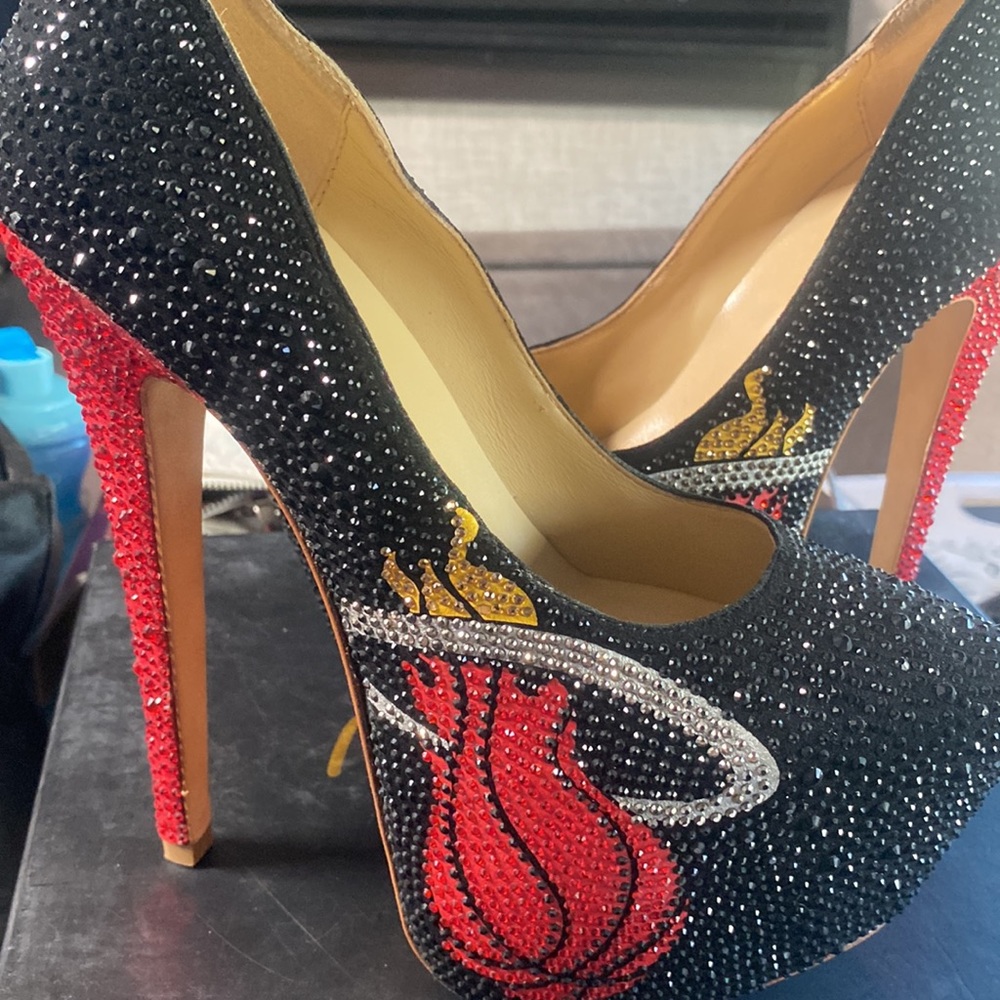 Limited edition, rhinestone, Miami Heat high heel shoes